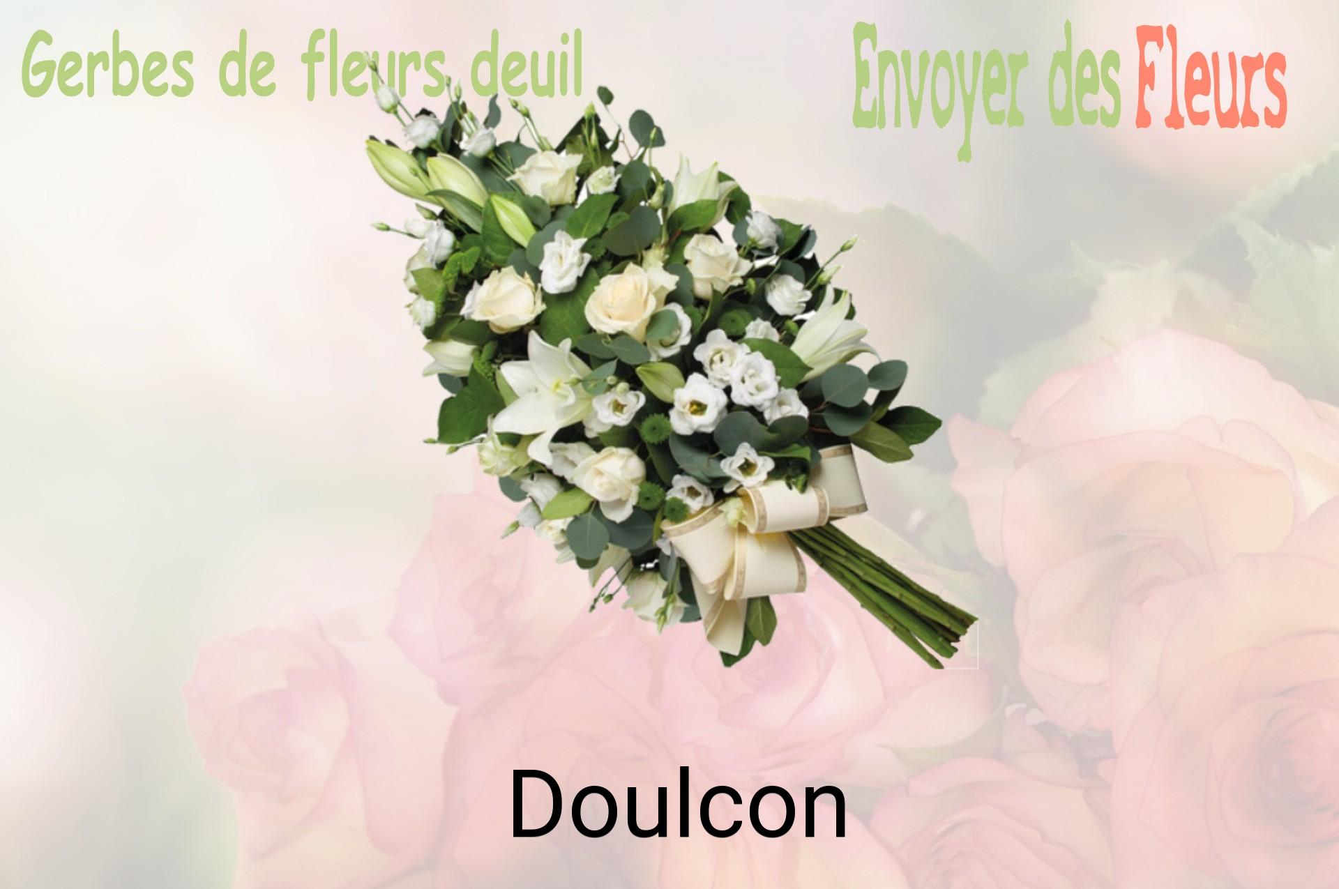 Gerbe de fleurs de deuil livrée à Doulcon